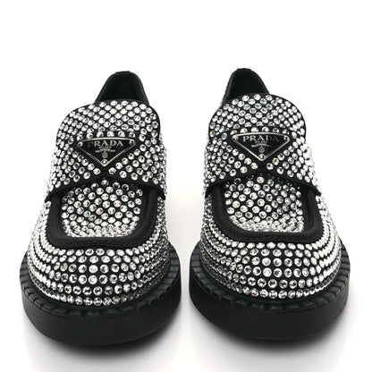 Prada Satin Crystal Metal Triangle Logo 50mm Loafers 38 Cristal 2 of 9