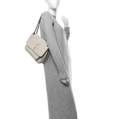 Saint Laurent Crinkled Calfskin Matelasse Monogram Medium Niki Chain Satchel Ivory 3 of 12