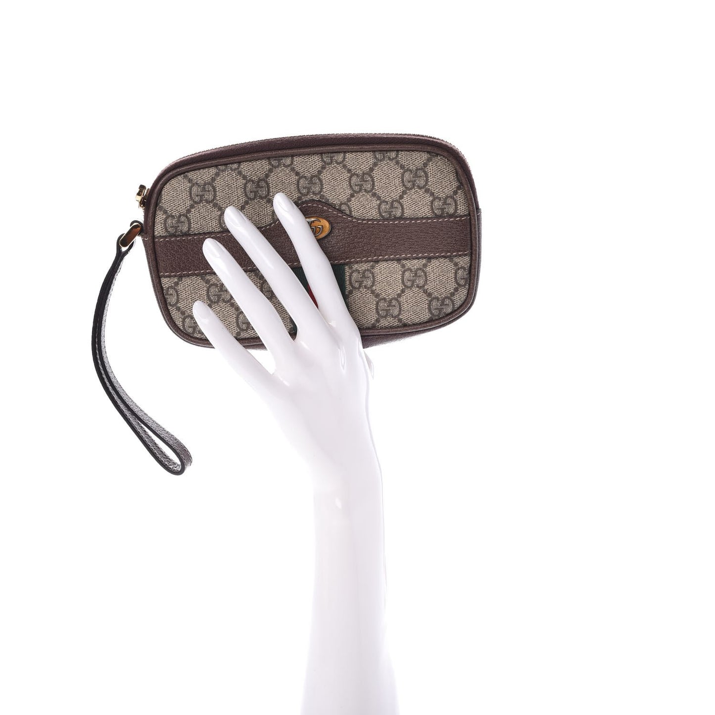 GG Supreme Monogram Ophidia Phone Case Wristlet Brown