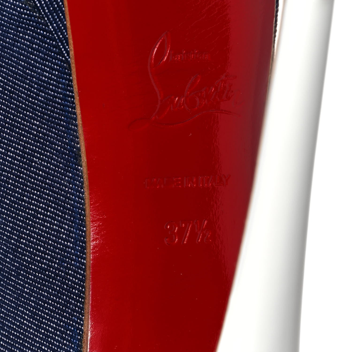 Christian Louboutin Denim Lady Peep Spikes 150 Pumps 37.5 Blue Arancio 6 of 9