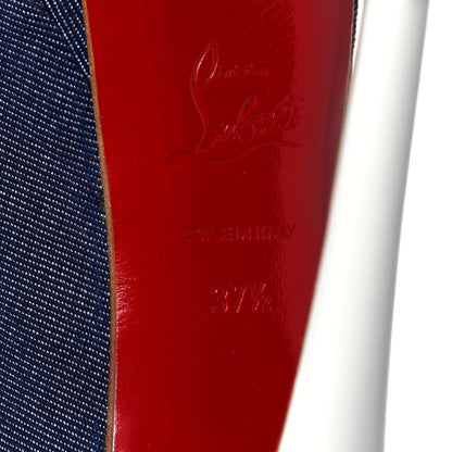 Christian Louboutin Denim Lady Peep Spikes 150 Pumps 37.5 Blue Arancio 6 of 9