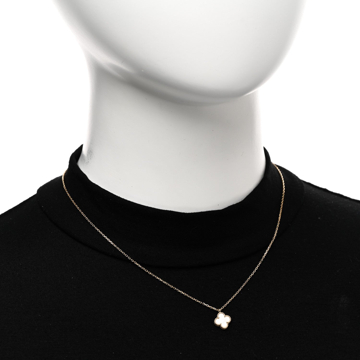 Van Cleef & Arpels 18K Yellow Gold Mother of Pearl Sweet Alhambra Pendant Necklace 2 of 5