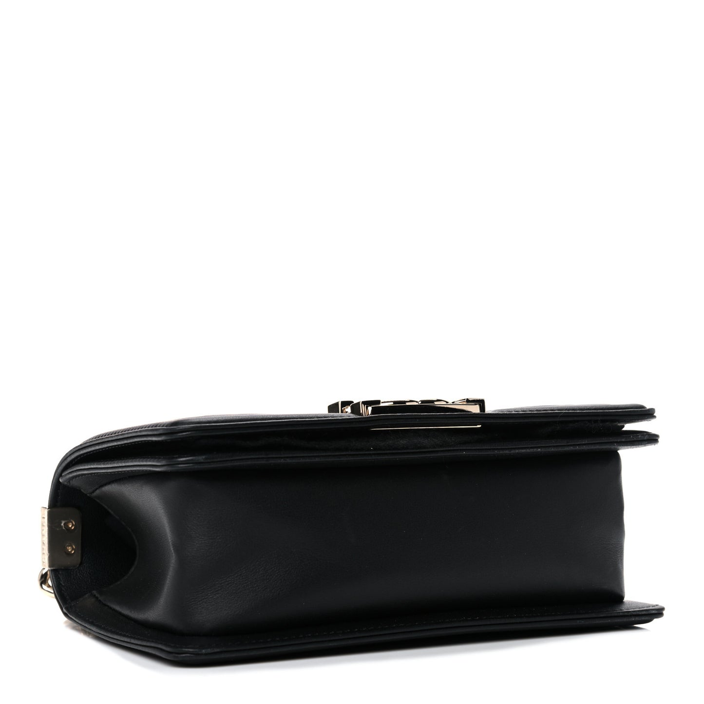 Lambskin Chevron Quilted Small Boy Flap Black