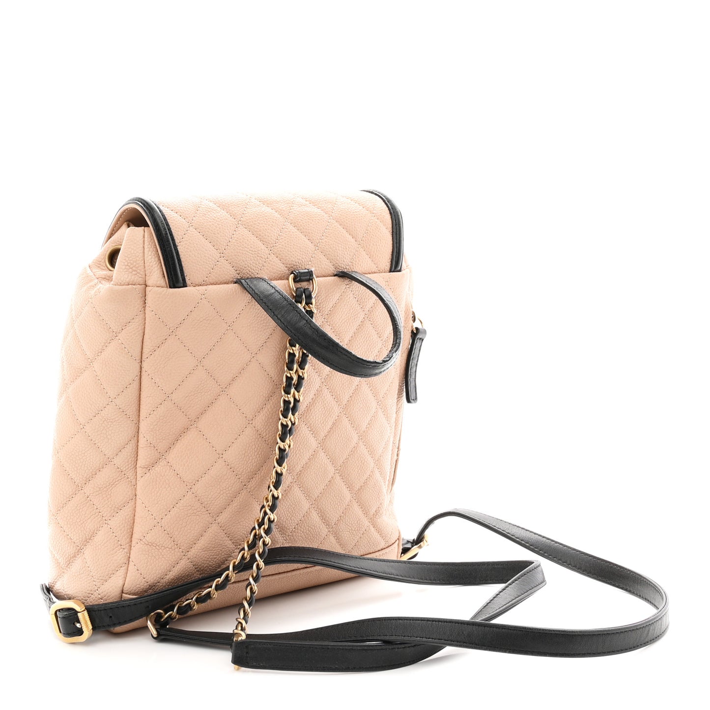 Caviar Quilted Filigree Backpack Beige Black