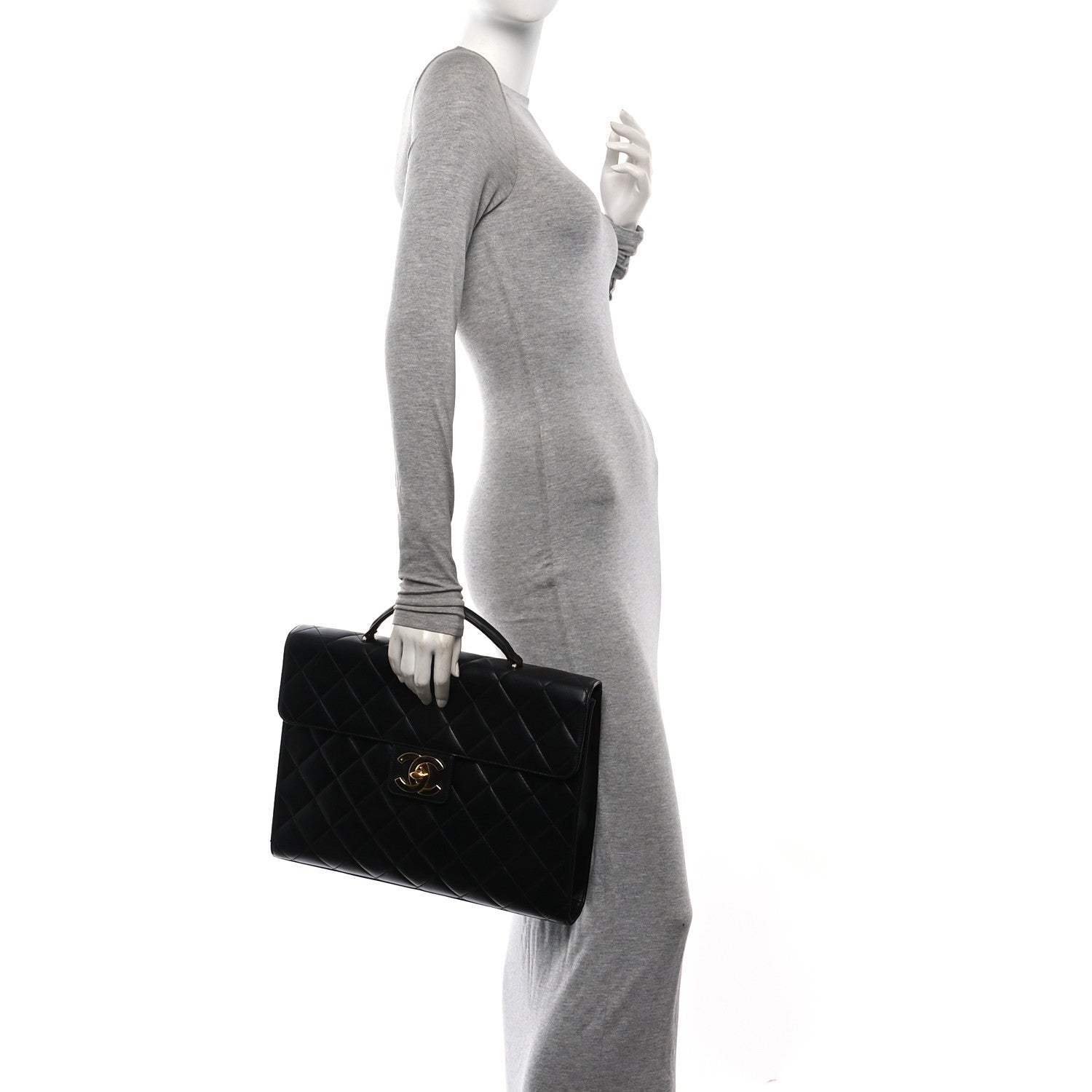Chanel Lambskin Quilted Briefcase Laptop Bag Black 2 of 12