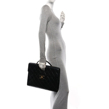 Chanel Lambskin Quilted Briefcase Laptop Bag Black 2 of 12