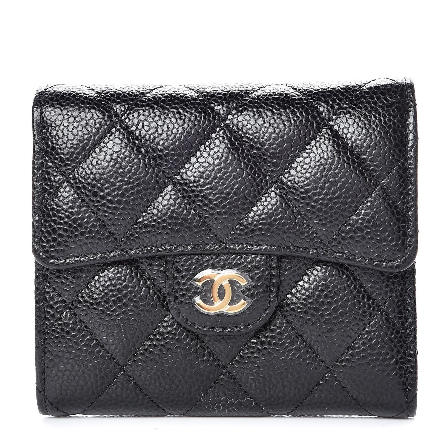 Chanel Caviar Quilted Compact Flap Wallet Black 1 of 9