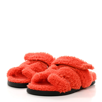 Hermes Woolskin Womens Chypre Sandals 35 Orange 3 of 11