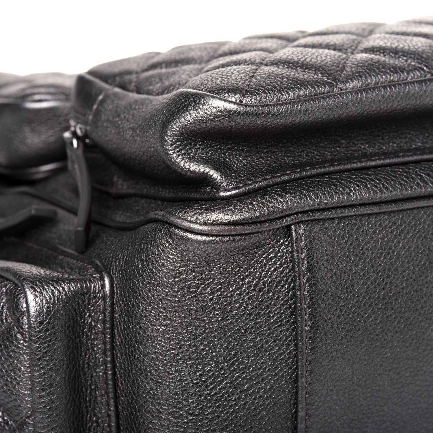 Chanel Metallic Grained Calfskin Quilted Large Casual Rock Backpack Charcoal 10 of 14
