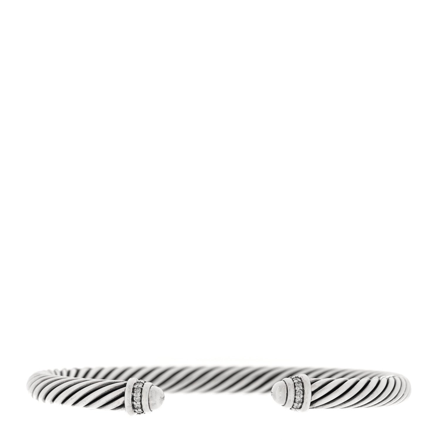 David Yurman Sterling Silver Diamond 5mm Cable Classics Dome Bracelet 1 of 3