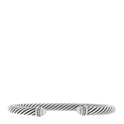David Yurman Sterling Silver Diamond 5mm Cable Classics Dome Bracelet 1 of 3