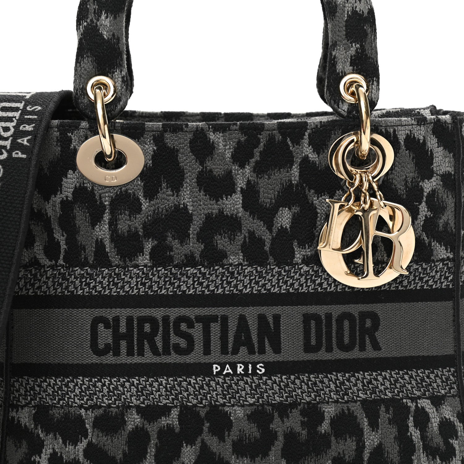 Christian Dior Canvas Mizza Embroidered Medium Lady D-Lite Gray 7 of 12