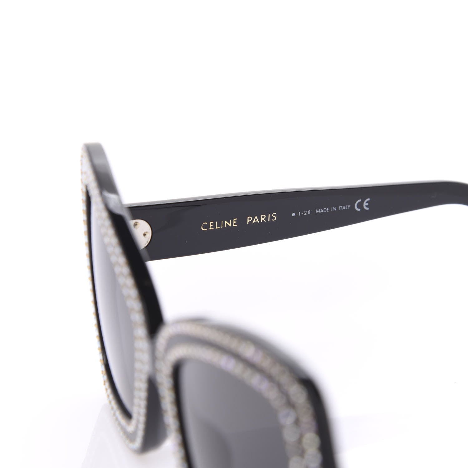 Celine Acetate Crystal Butterfly Sunglasses CL 4067IS Black 7 of 8