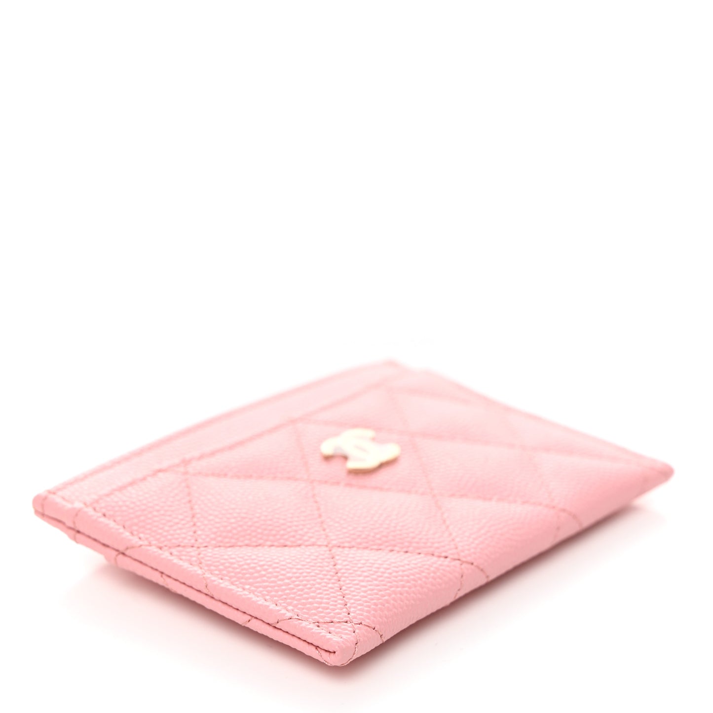 Caviar Quilted Card Holder Light Pink