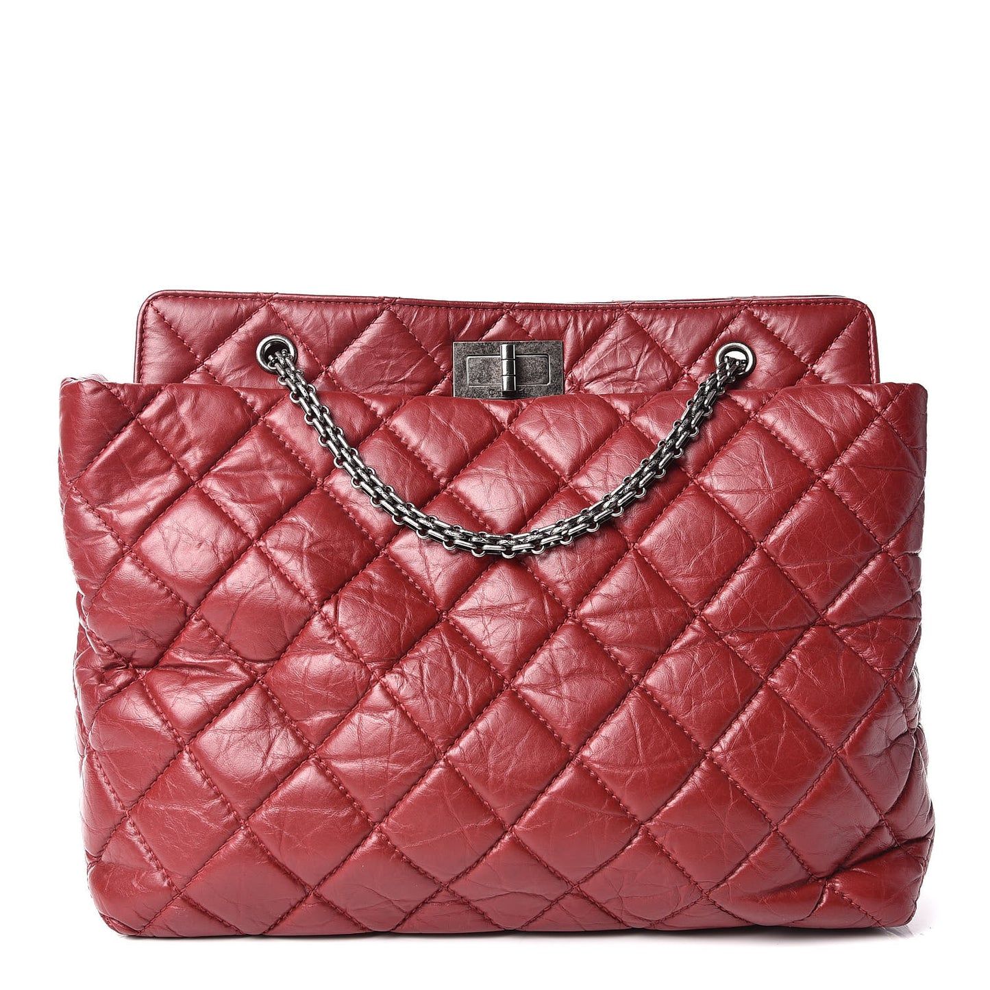 Aged Calfskin Quilted Reissue 2.55 Tote Red