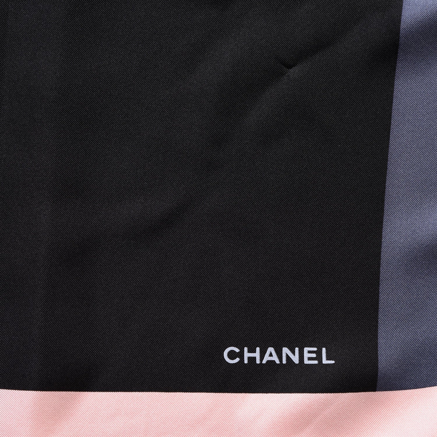 Chanel Silk Camellia CC Square Scarf Black Ivory 2 of 4
