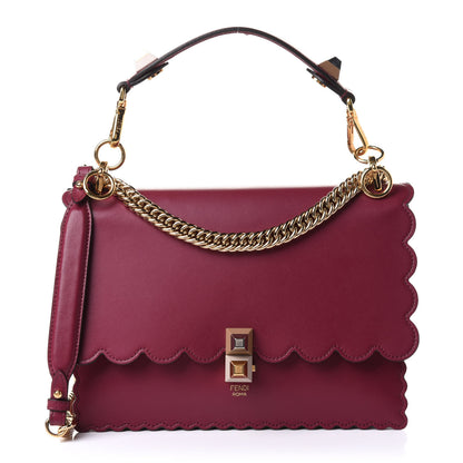Fendi Vitello Liberty Scalloped Studded Kan I Shoulder Bag Black Cherry 1 of 10