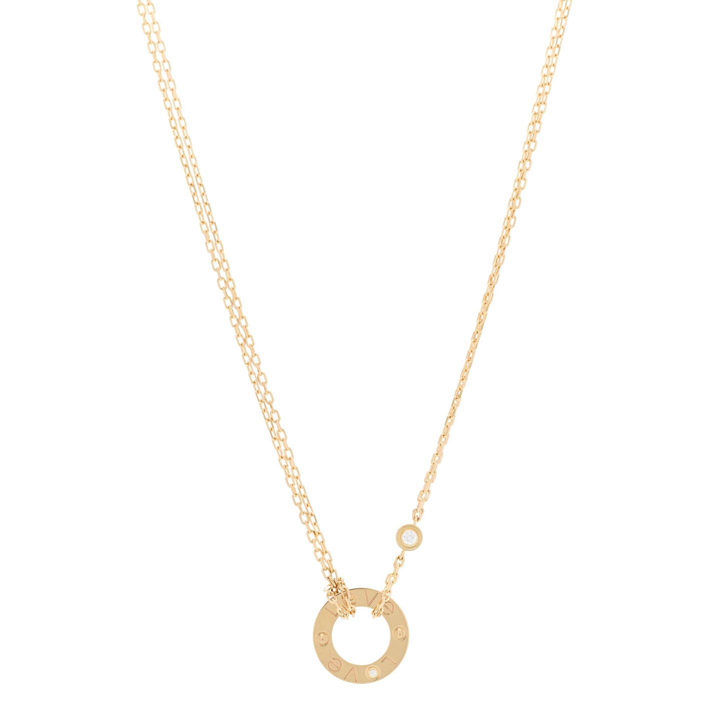 18K Yellow Gold 2 Diamond LOVE Necklace