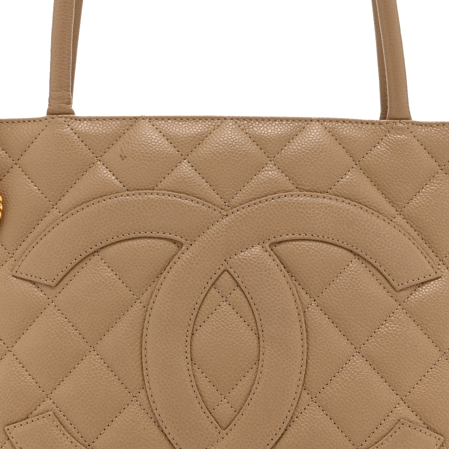 Caviar Quilted Medallion Tote Beige