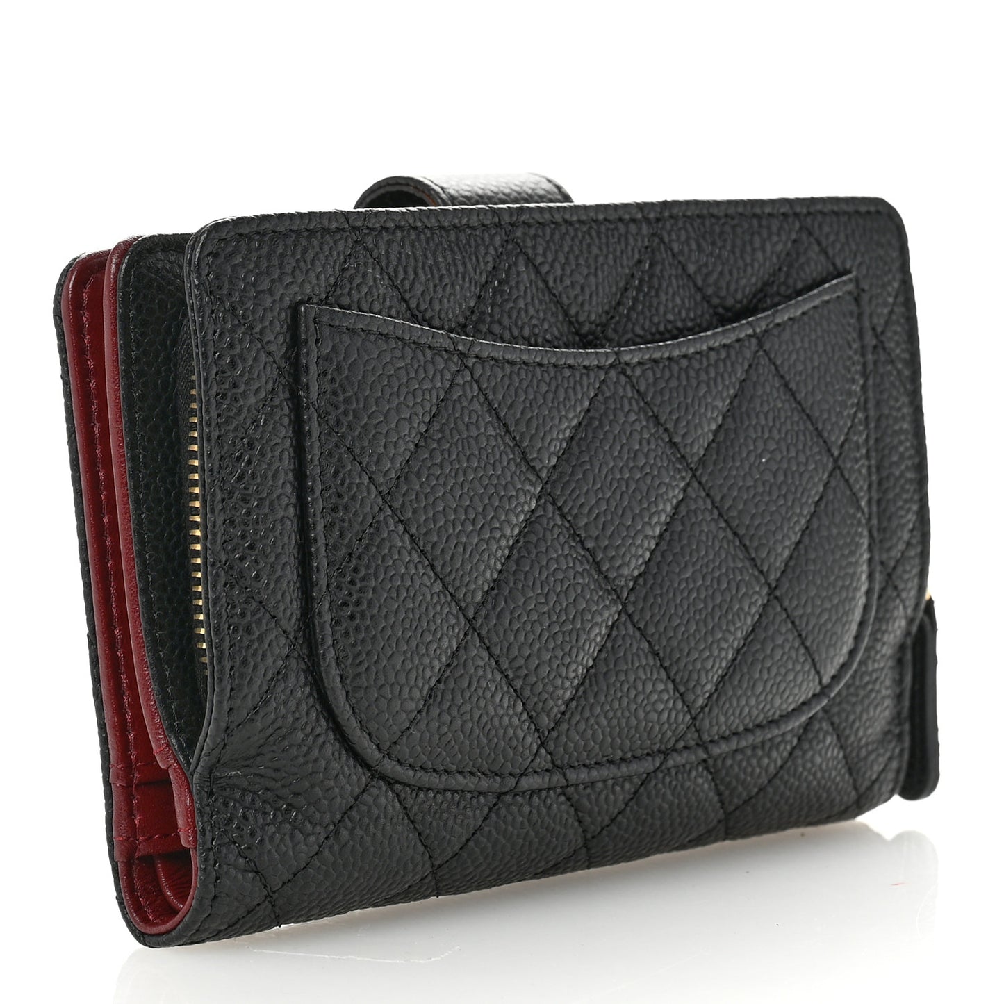 Caviar Quilted Zipped Pocket Wallet Black