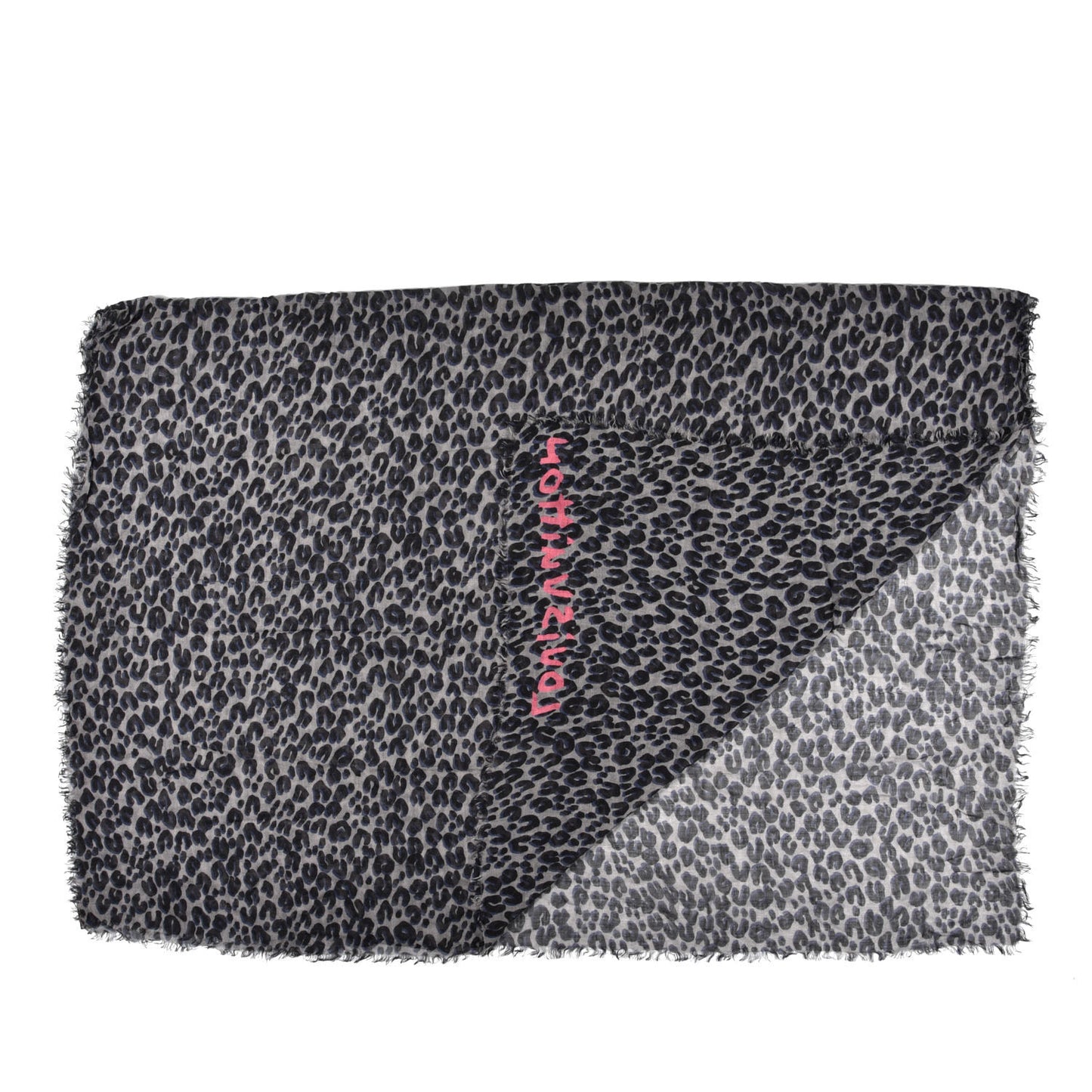 Cashmere Silk Leopard Etole Stole Grey