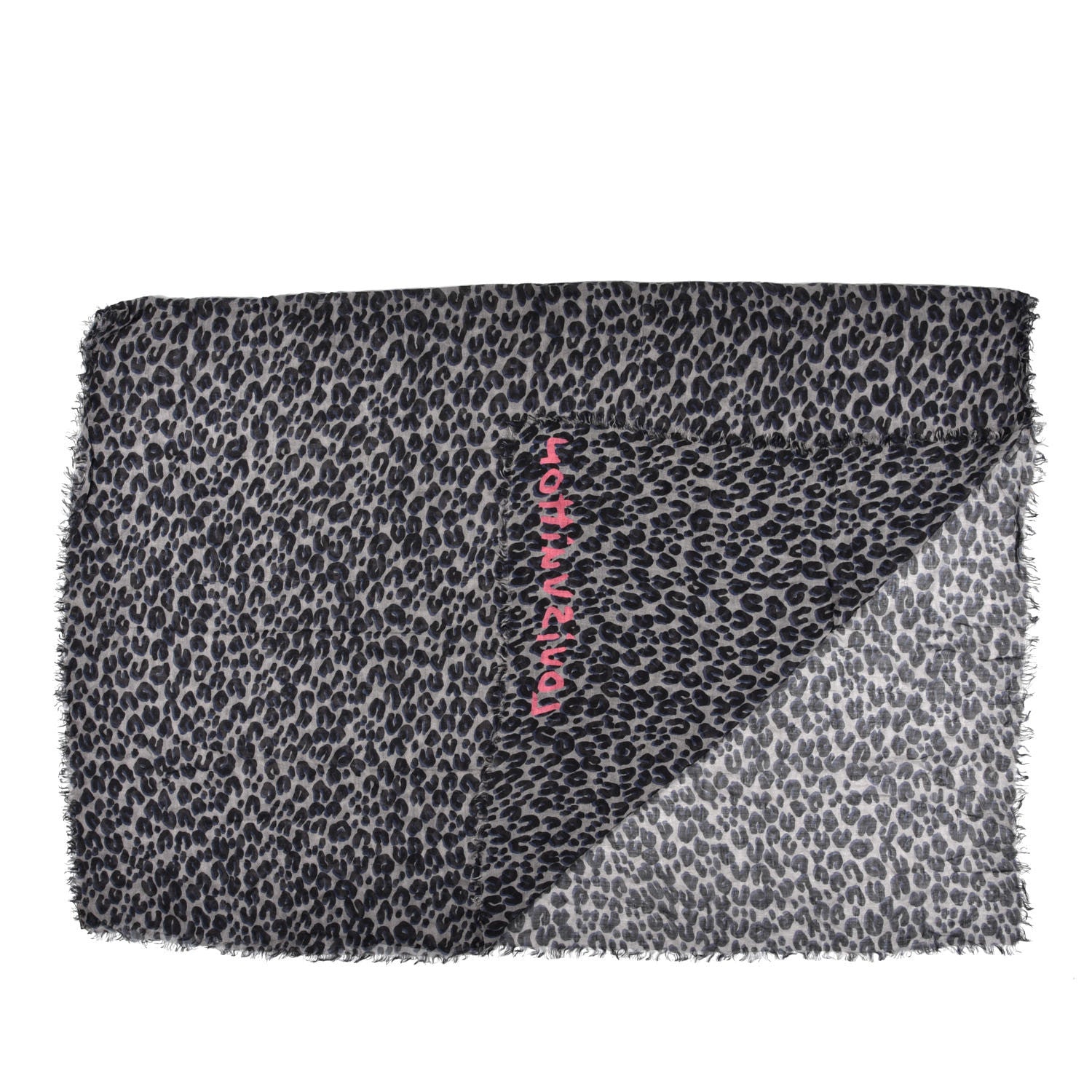 Louis Vuitton Cashmere Silk Leopard Etole Stole Grey 4 of 8
