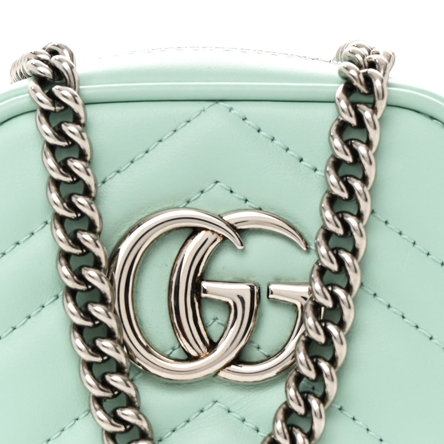 Calfskin Matelasse Mini GG Marmont Crossbody Bag Water Green