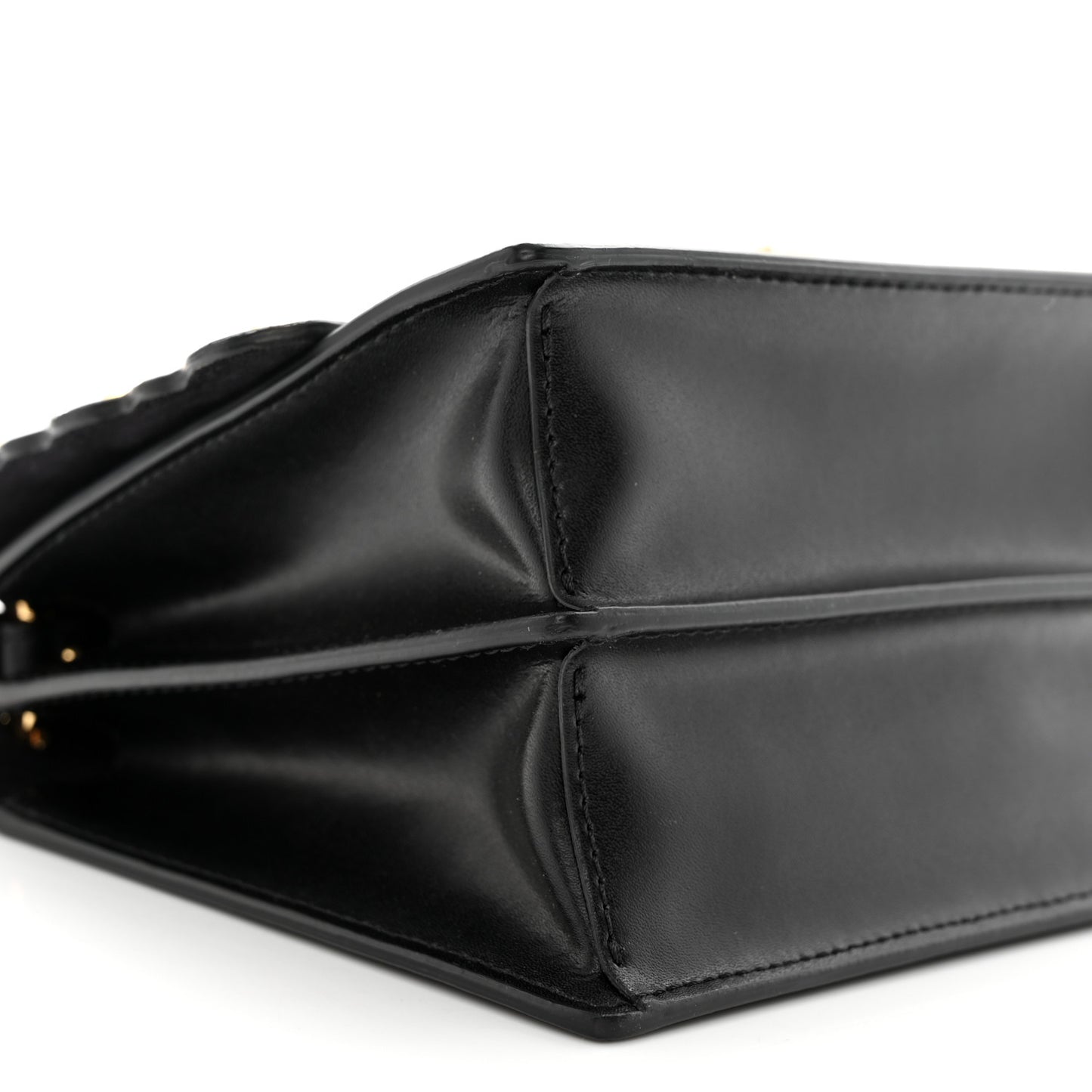 Vitello Liberty Metal Scalloped Multi Studded Small Kan I Shoulder Bag Black