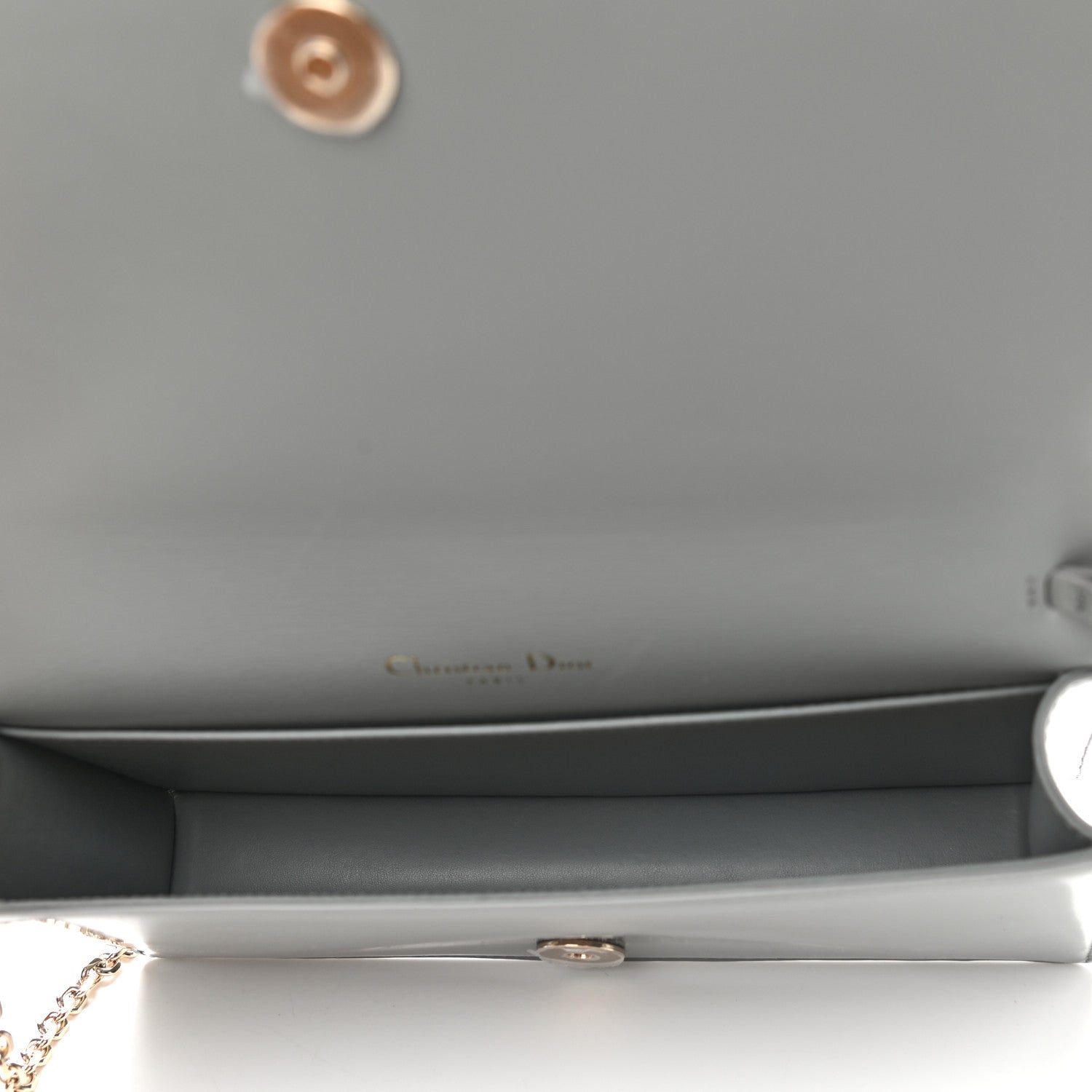 Christian Dior Patent Cannage Lady Dior Convertible Clutch Grey 6 of 10