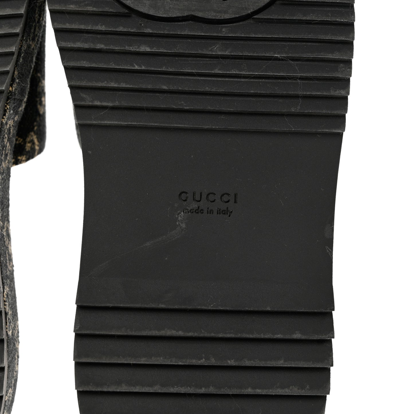 Jacquard Black Denim GG Monogram Angelina Platform 55mm Slide Sandals 37 Black Ivory