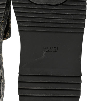 Gucci Jacquard Black Denim GG Monogram Angelina Platform 55mm Slide Sandals 37 Black Ivory 6 of 8