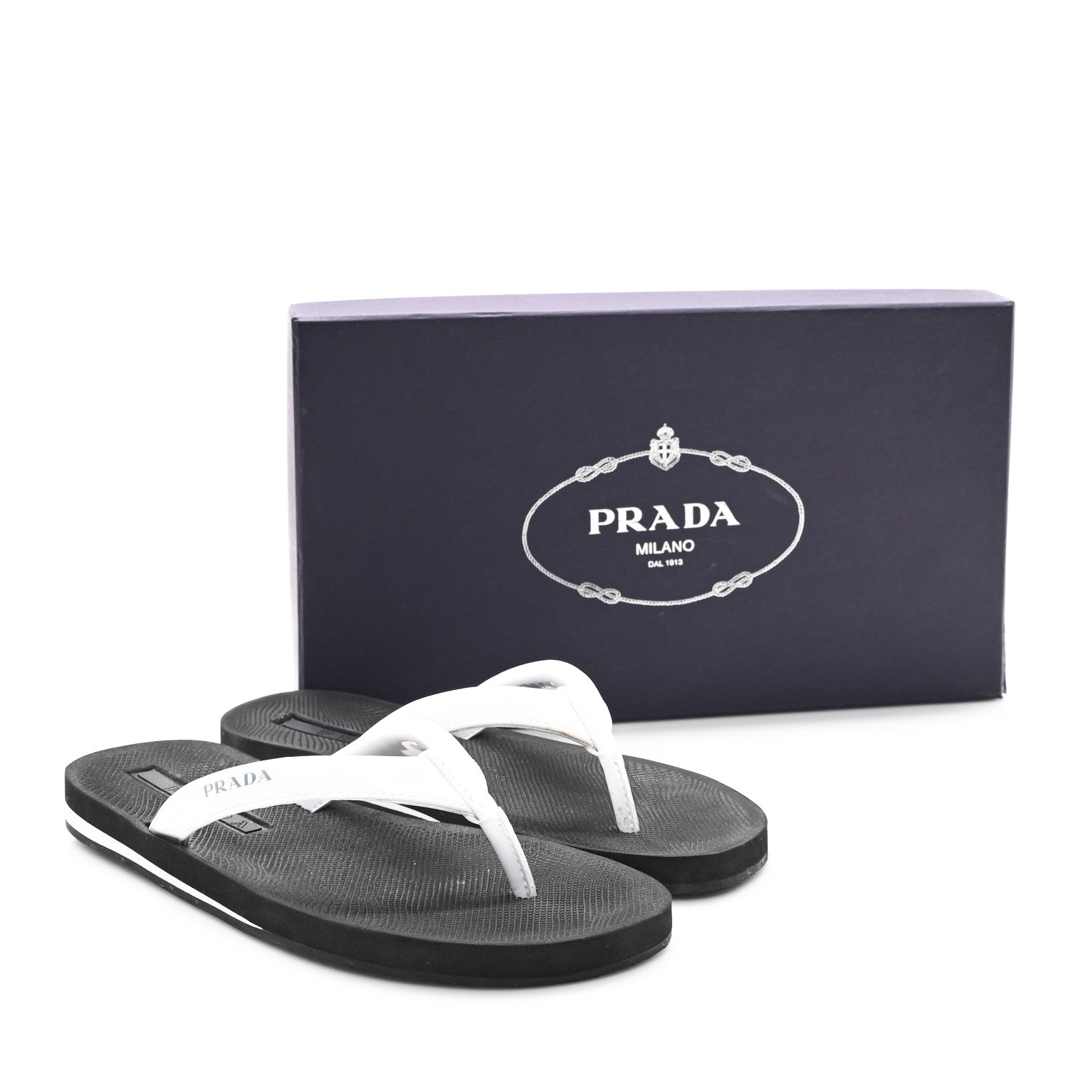 Prada Vernice Thong Sandals 37 Bianco 7 of 9