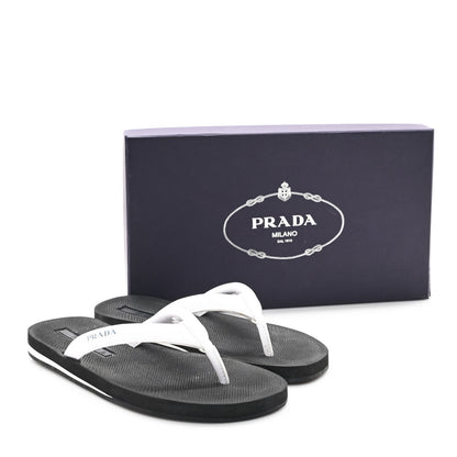 Prada Vernice Thong Sandals 37 Bianco 7 of 9