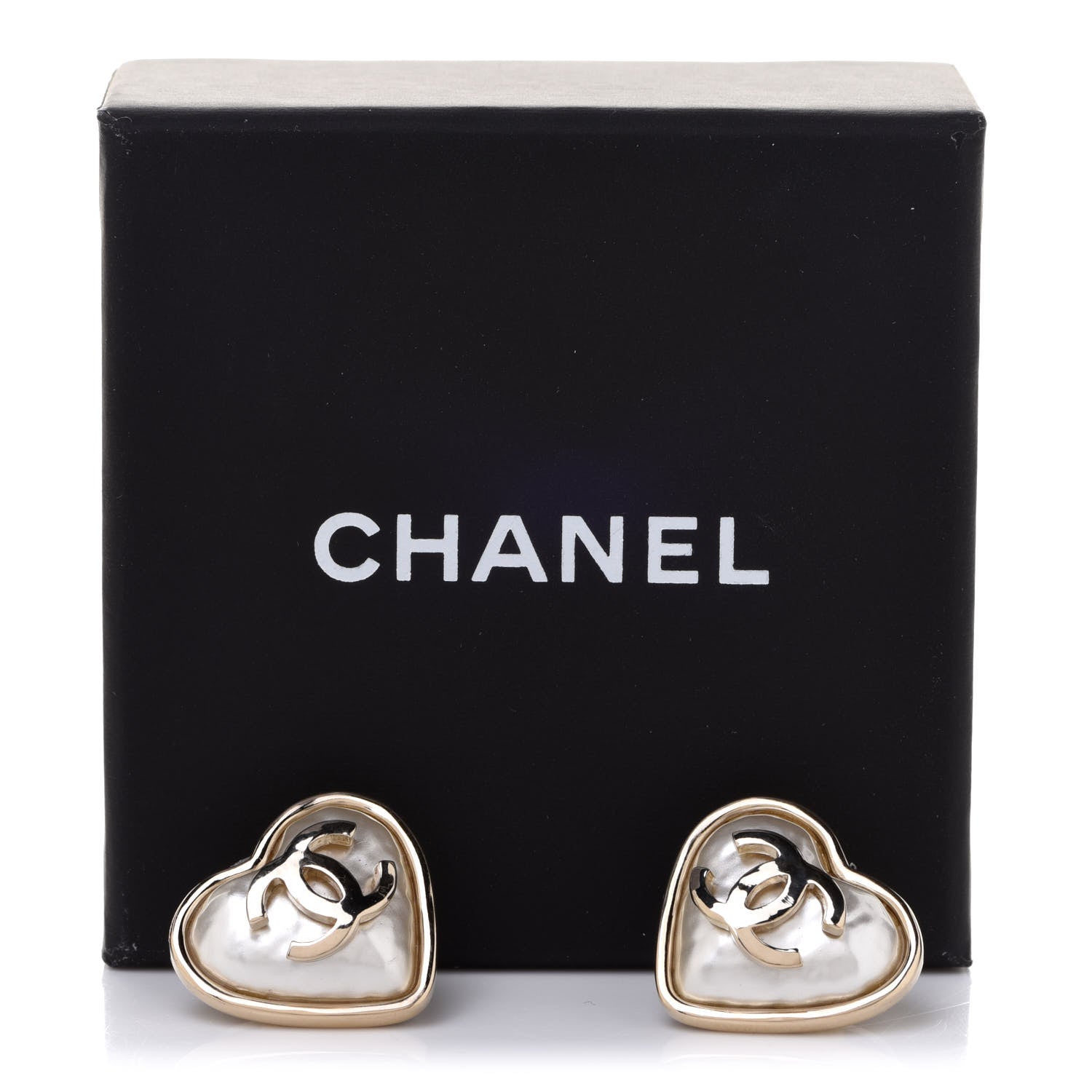 Chanel Pearl CC Heart Earrings Gold 5 of 5