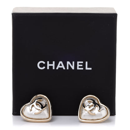 Chanel Pearl CC Heart Earrings Gold 5 of 5