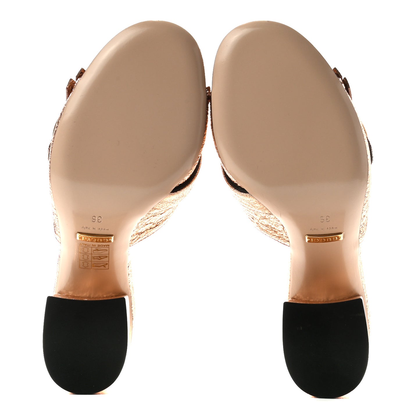 Galassia GG Marmont Fringe 75mm Slide Sandals 36 Salmone