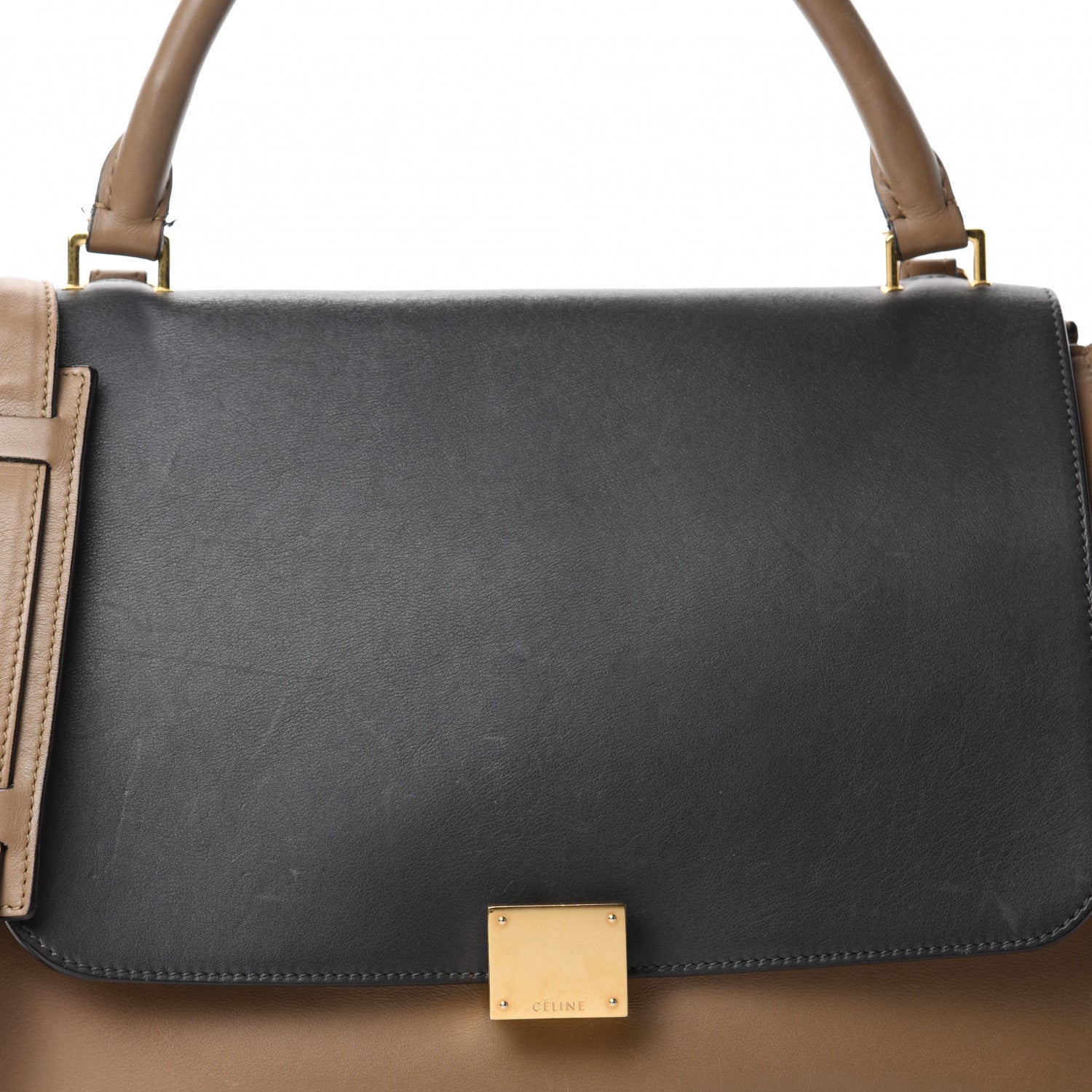 Celine Smooth Calfskin Suede Medium Tri-Color Trapeze Olive 16 of 16