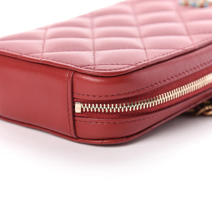 Chanel Lambskin Quilted Zip Phone Case Red 10 of 11