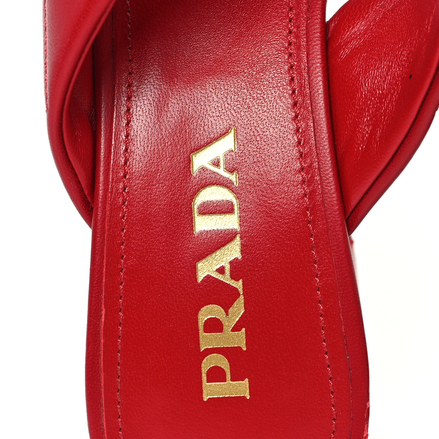 Prada Nappa Logo Quilted Crisscross 65mm Block Heel Slide Sandals 38 Red 8 of 10
