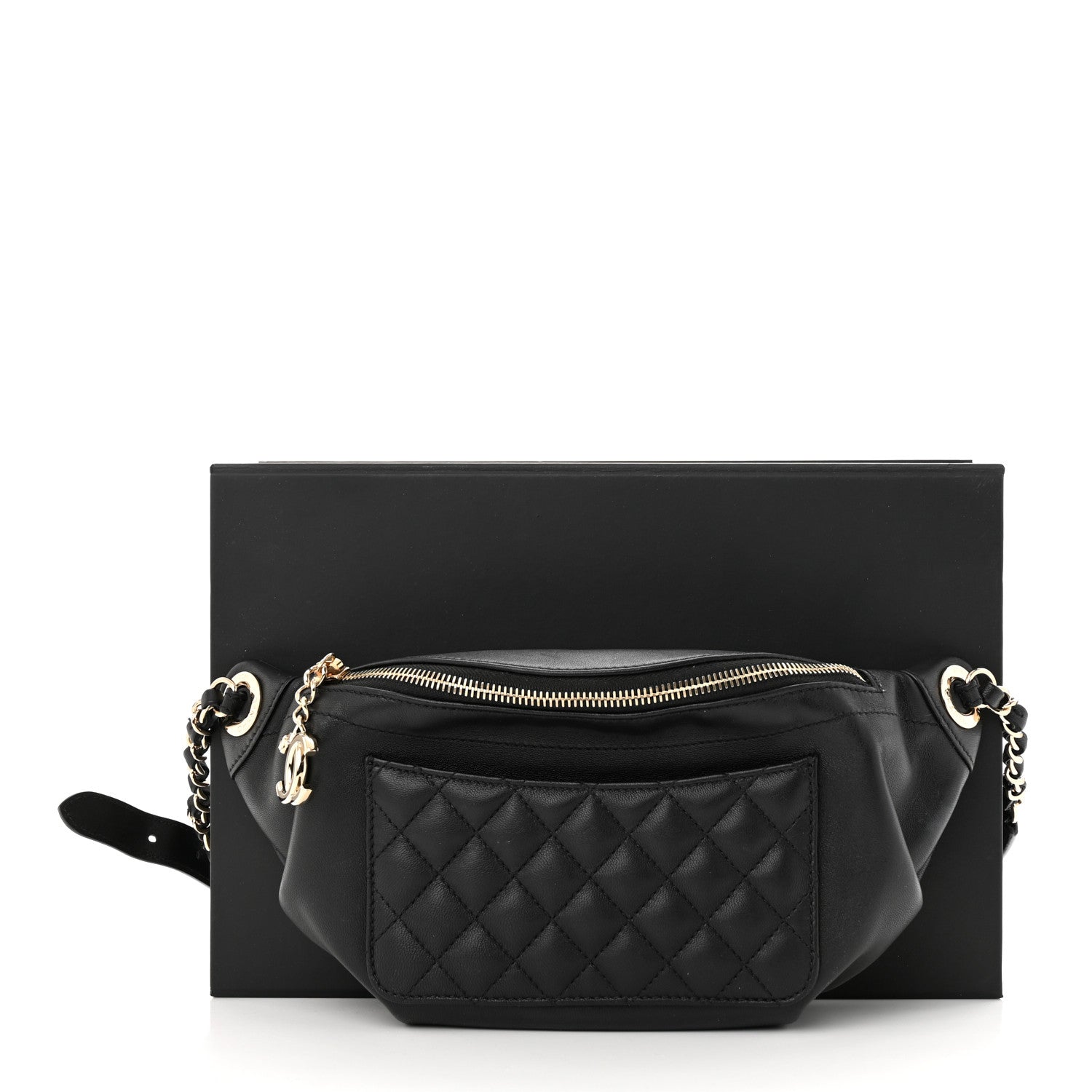 Chanel Lambskin Quilted Waist Bag Fanny Pack Black 12 of 12