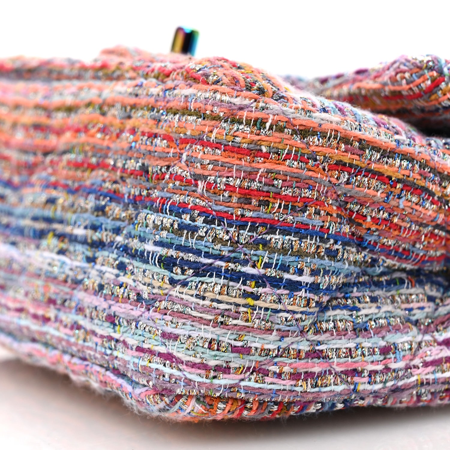 Chanel Tweed Quilted Mini Rectangular Flap Blue Pink Orange 10 of 10