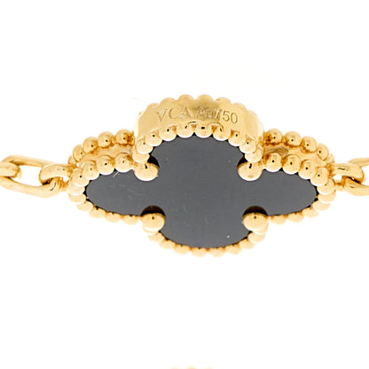 Van Cleef & Arpels 18K Yellow Gold Black Onyx 5 Motifs Vintage Alhambra Bracelet 4 of 5