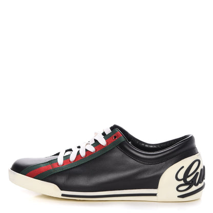 Gucci Calfskin Web Mens Sneakers 7.5 Black 1 of 13