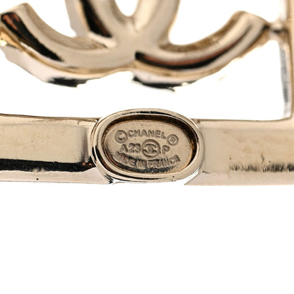 Chanel Metal Crystal Square CC Earrings Gold 4 of 5