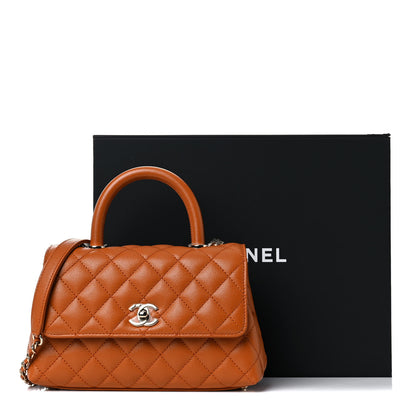 Chanel Caviar Quilted Mini Coco Handle Flap Light Brown 10 of 10