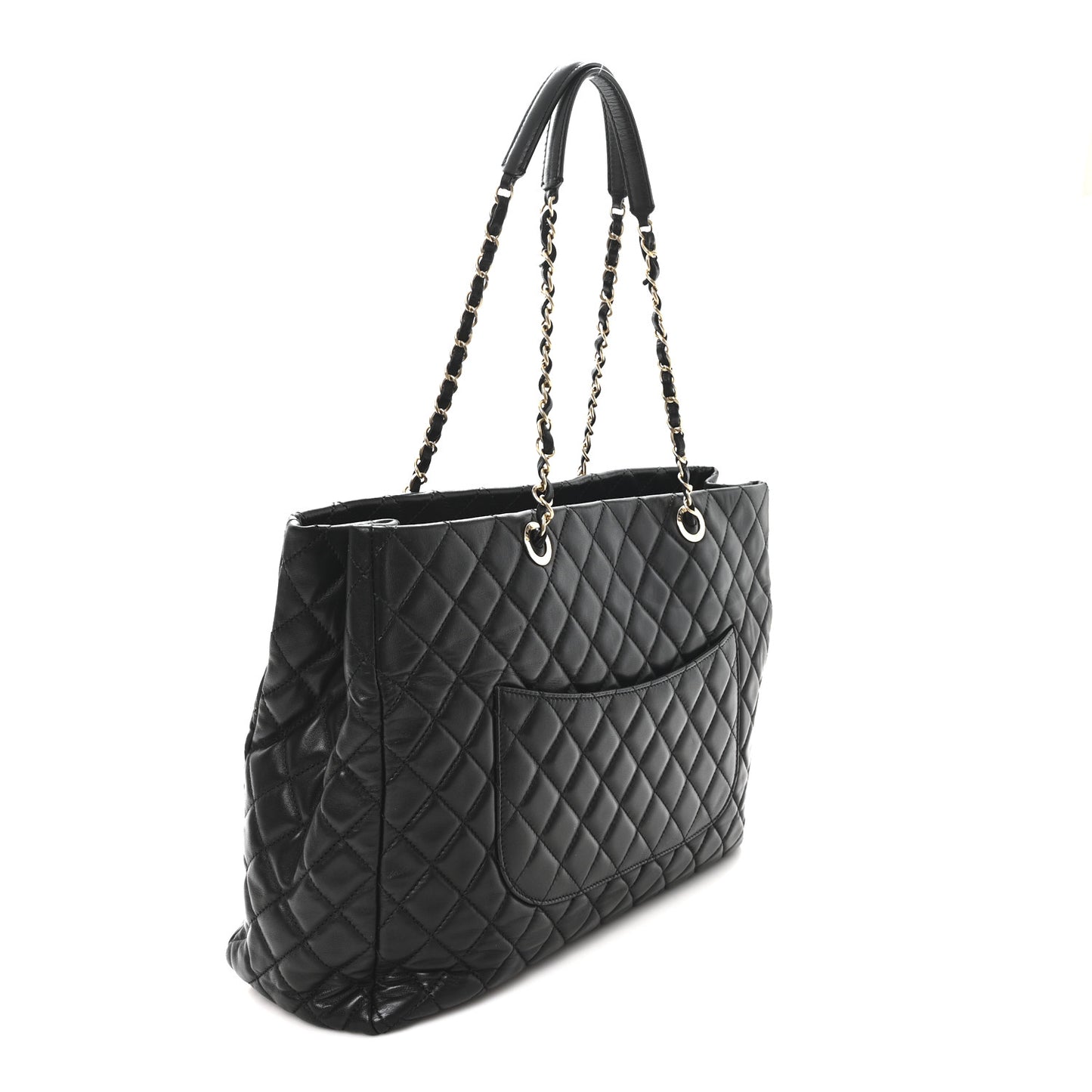 Lambskin Quilted Large Tote Black