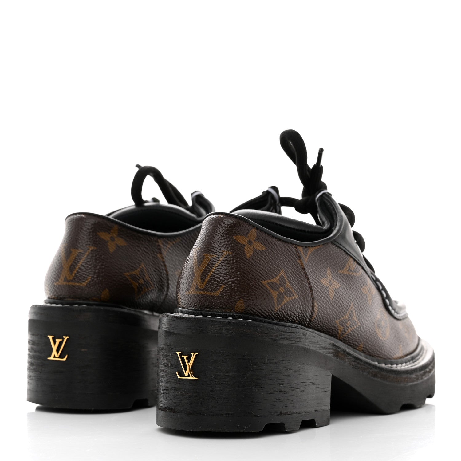 Louis Vuitton Monogram Calfskin Beaubourg Platform Derby Shoes 35 Brown 4 of 8