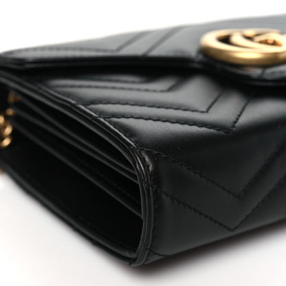 Gucci Calfskin Matelasse GG Marmont Chain Wallet Black 10 of 11