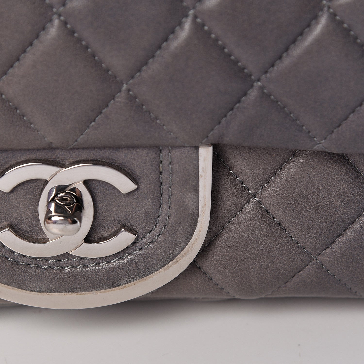 Chanel Lambskin Quilted Medium Double Flap Bijoux Chain Grey 20 of 20