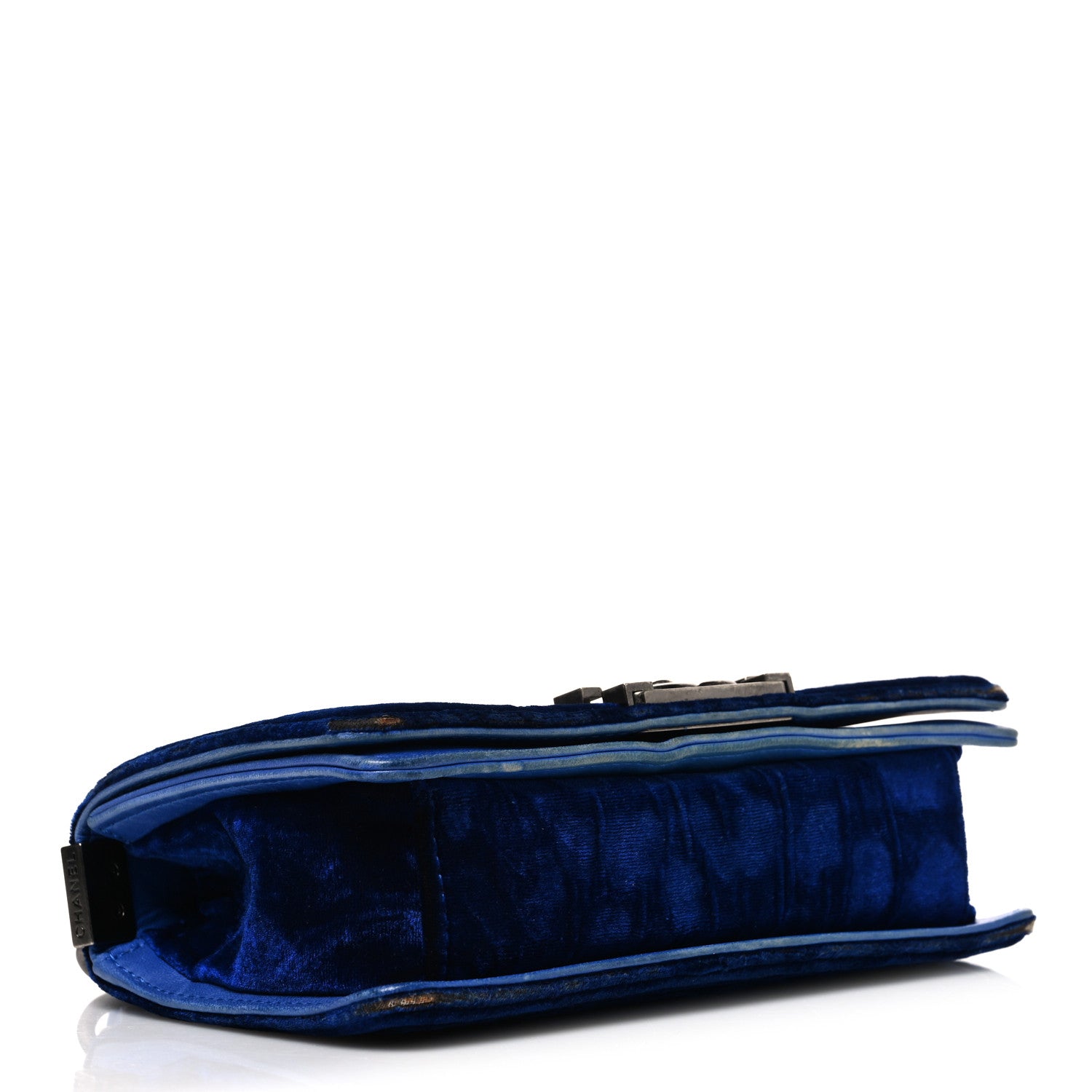 Chanel Velvet Quilted Small Boy Flap Blue 4 of 12